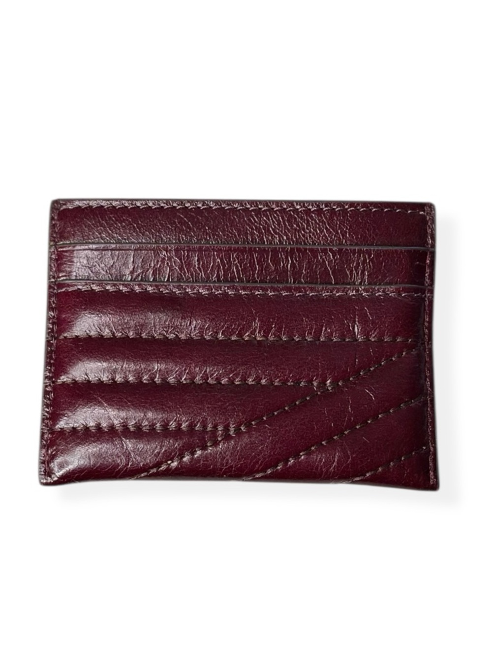 TOR BURCH Kira Chevron Glazed Leather Card Case - Fig - Picture 3 of 4